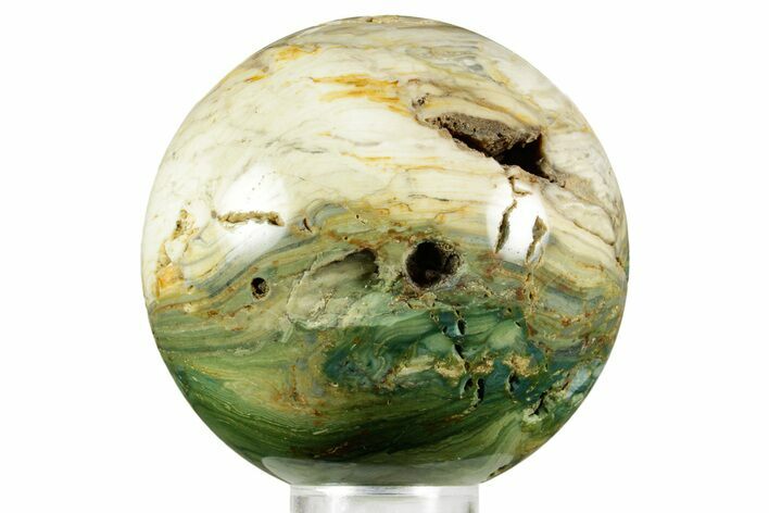 Gary Green Jasper (Larsonite) Bog Wood Sphere - Oregon #370926